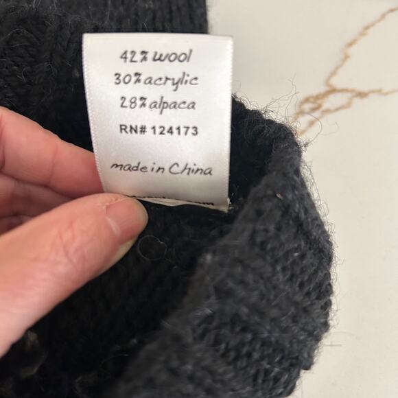291 Venice Cardigan Sweater Wool Alpaca Button Down Black SZ3L Elbow Patch - Picture 8 of 11